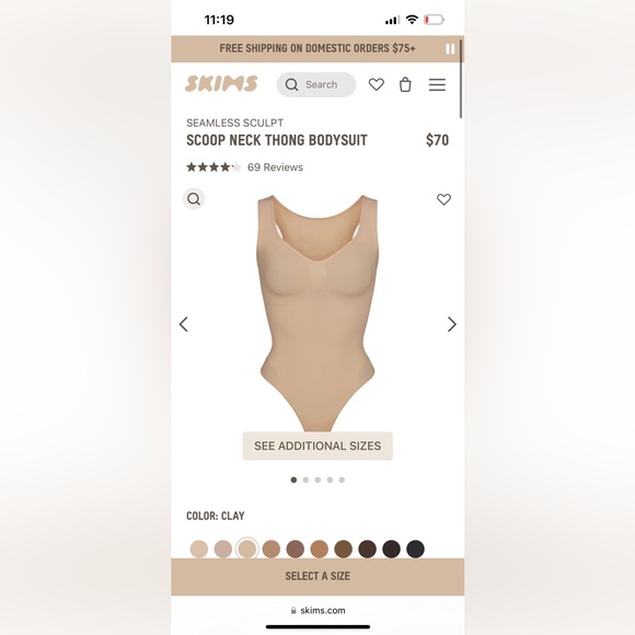 SOLD***SKIMS- Seamless Sculpting Scoop Neck Thong Bodysuit - Picture 1 of 3
